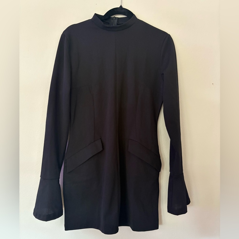 Elegant Black Long Sleeve Women's Dress Size L